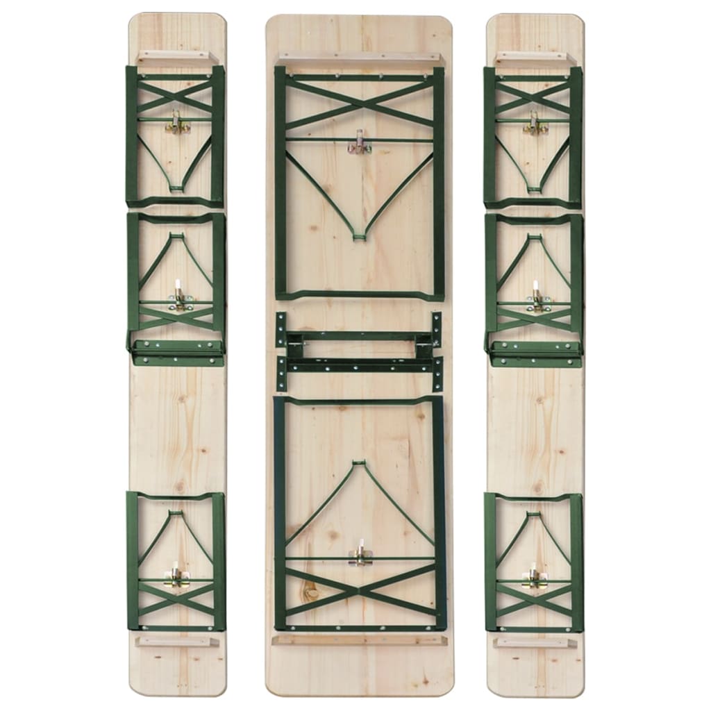 Tavolo da Birreria Pieghevole 2 Panche 220 cm Legno di Abete