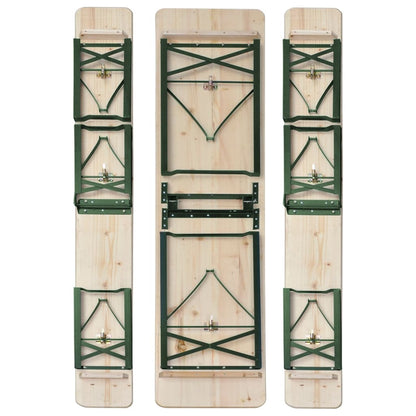 Tavolo da Birreria Pieghevole 2 Panche 220 cm Legno di Abete
