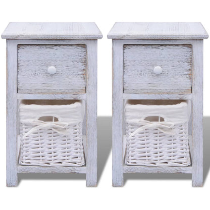 Comodino da Notte Set 2 pz in Legno Bianco