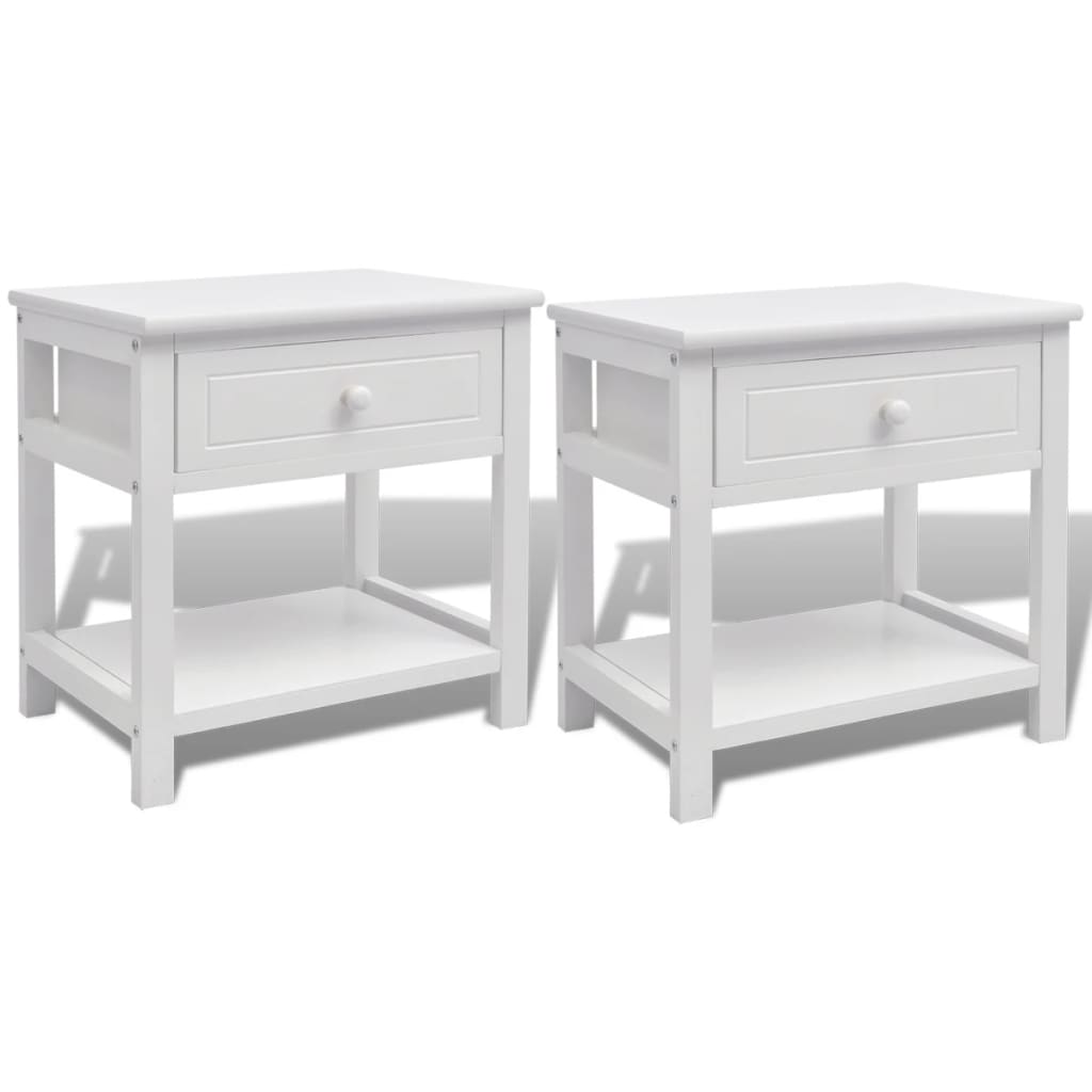 Comodini 2 pezzi Bianchi in Legno