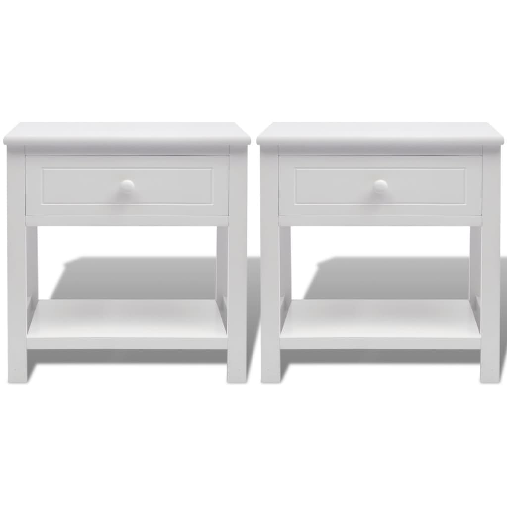Comodini 2 pezzi Bianchi in Legno