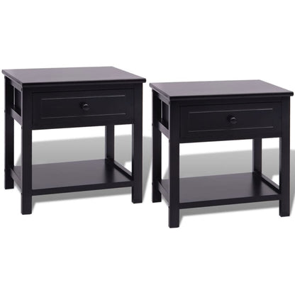Comodini 2 pz in Legno Neri