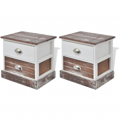 Comodini 2 pz Marrone e Bianco