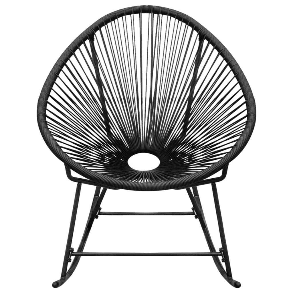 Sedia a Dondolo da Esterno Nera in Polyrattan