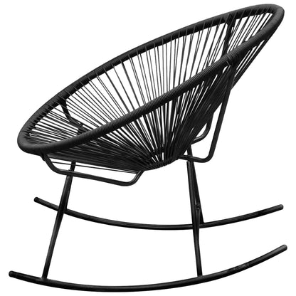 Sedia a Dondolo da Esterno Nera in Polyrattan
