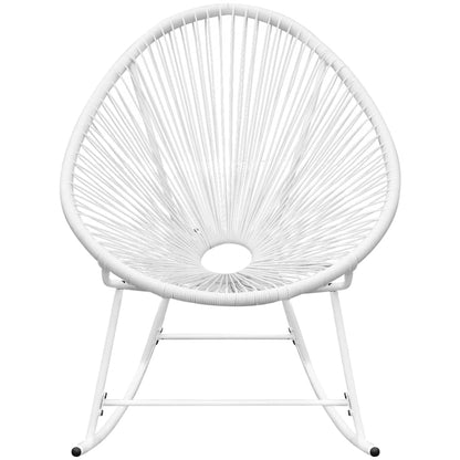 Sedia a Dondolo da Esterno Bianca in Polyrattan