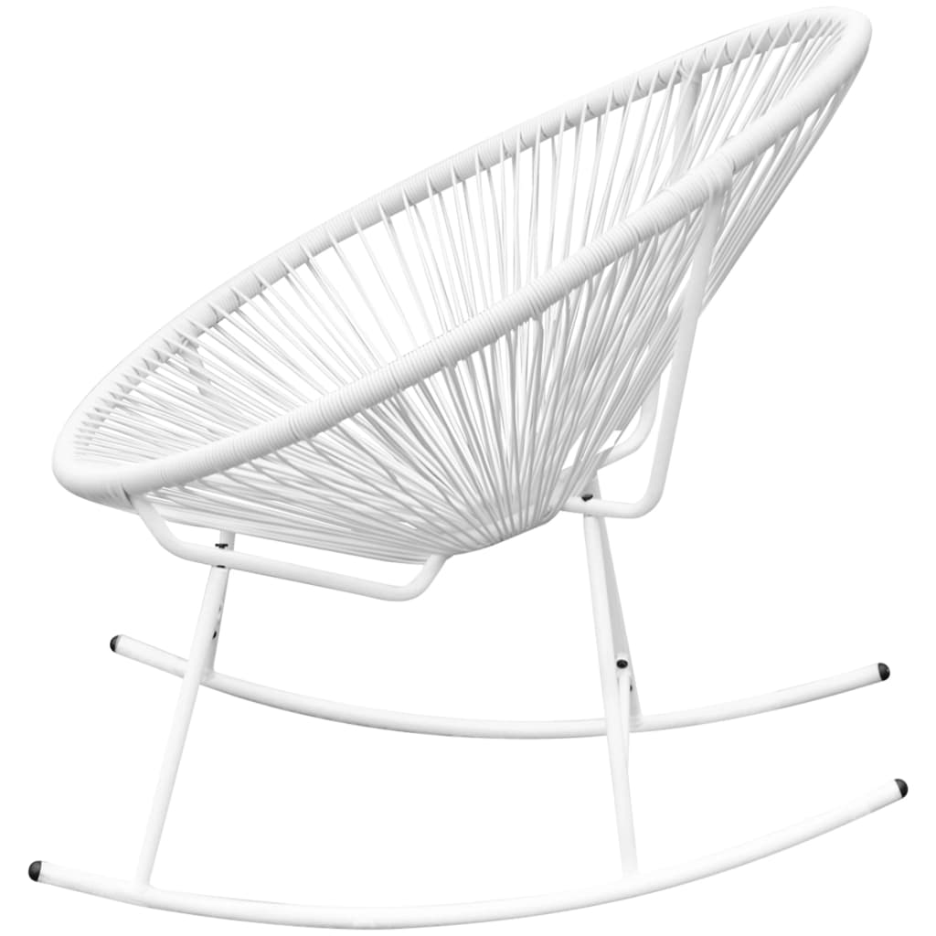 Sedia a Dondolo da Esterno Bianca in Polyrattan