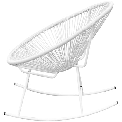Sedia a Dondolo da Esterno Bianca in Polyrattan