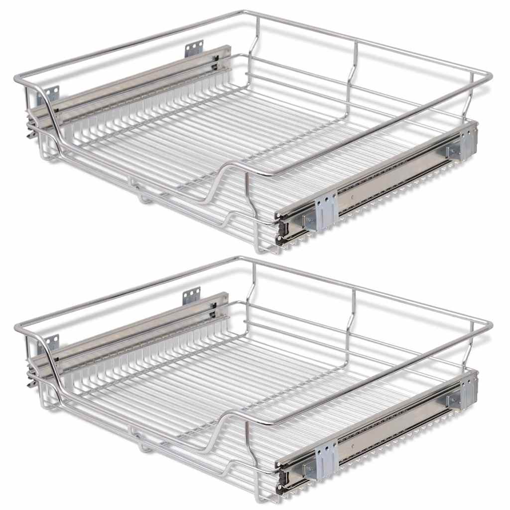 Cestelli a Rete Scorrevoli 2 pz Argento 600 mm