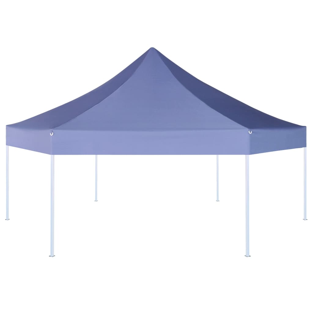 Gazebo Pieghevole Esagonale Pop-Up Blu Scuro 3,6x3,1 m