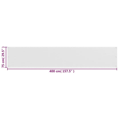 Paravento da Balcone HDPE 75x400 cm Bianco