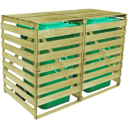 Copribidone Doppio per Spazzatura 240 L in Legno Impregnato