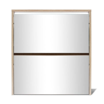 Scarpiera con 2 Ripiani e Specchio Colore Rovere 63x17x67 cm