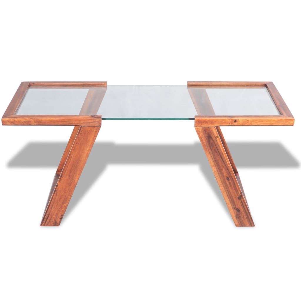 Tavolino da Salotto Legno Massello Acacia Marrone 100x50x40 cm