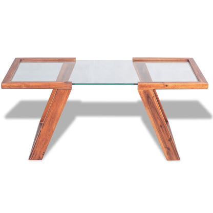 Tavolino da Salotto Legno Massello Acacia Marrone 100x50x40 cm