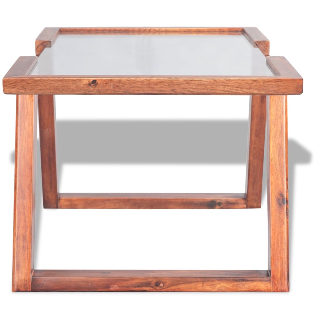 Tavolino da Salotto Legno Massello Acacia Marrone 100x50x40 cm