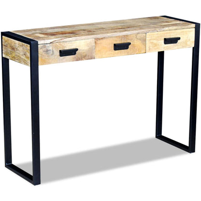 Consolle con 3 Cassetti in Legno Massello di Mango 110x35x78 cm
