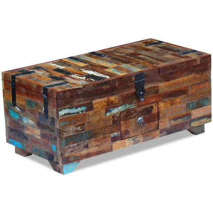 Tavolino da CaffÃƒÂ¨ Baule Legno Massello di Recupero 80x40x35 cm