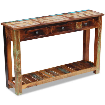 Tavolo Consolle in Legno Massello Recuperato 120x30x76 cm