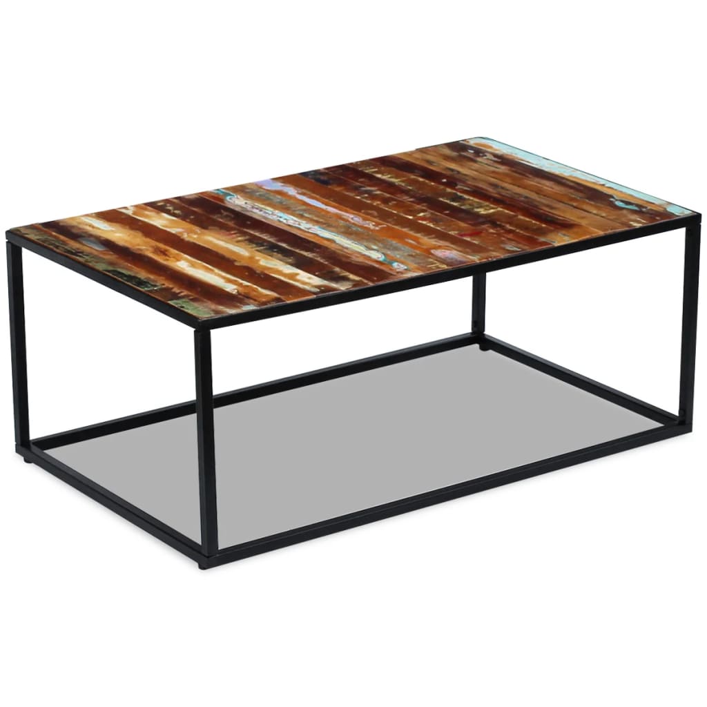 Tavolino da Salotto in Legno Massello di Recupero 100x60x40 cm