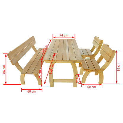 Set da Pranzo per Esterni 4 pz in Legno di Pino Impregnato