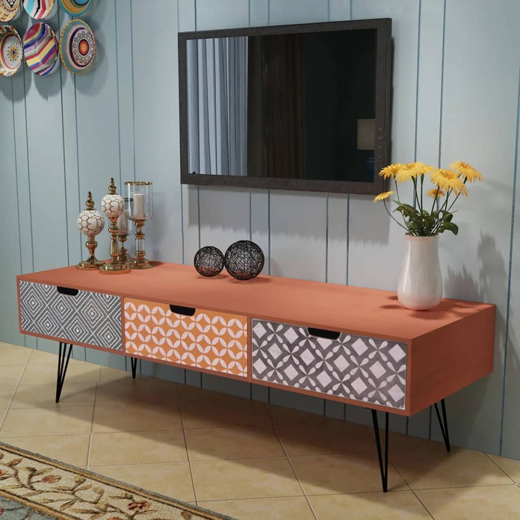 Mobile Porta TV con 3 Cassetti 120x40x36 cm Marrone
