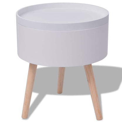 Tavolino con Vassoio Rotondo 39,5x44,5 cm Bianco