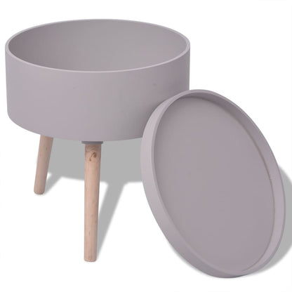 Tavolinetto con Vassoio da Portata Rotondo 39,5x44,5 cm Grigio