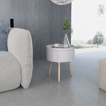 Tavolinetto con Vassoio da Portata Rotondo 39,5x44,5 cm Grigio
