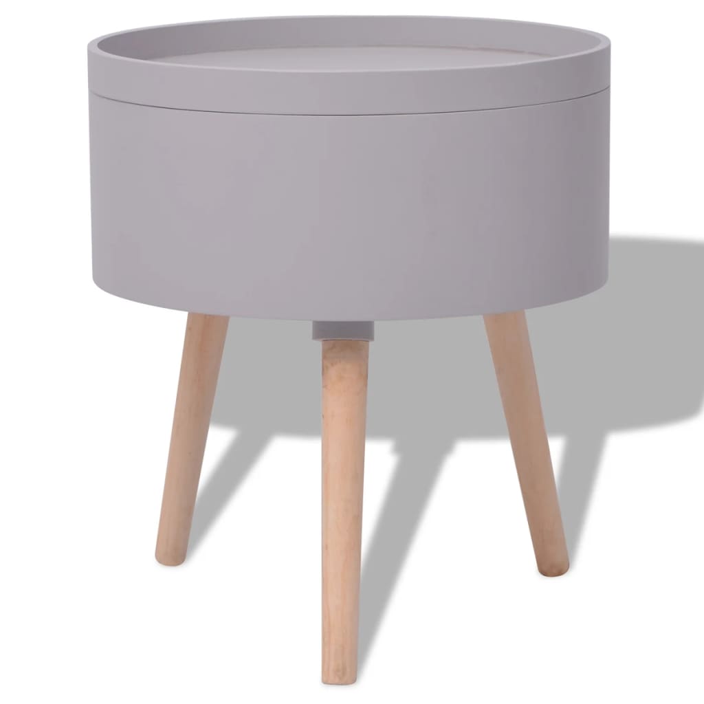 Tavolinetto con Vassoio da Portata Rotondo 39,5x44,5 cm Grigio