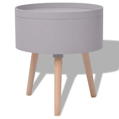 Tavolinetto con Vassoio da Portata Rotondo 39,5x44,5 cm Grigio