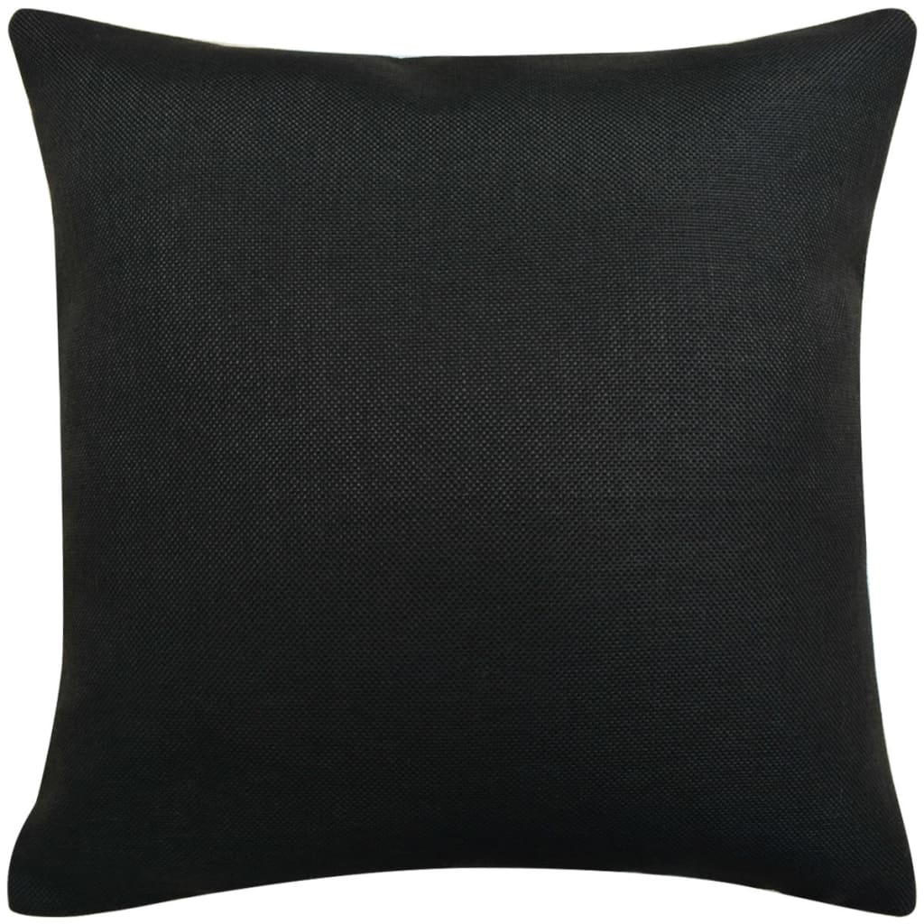 Set 4 Federe per Cuscini in Simil-Lino Nero 40x40 cm