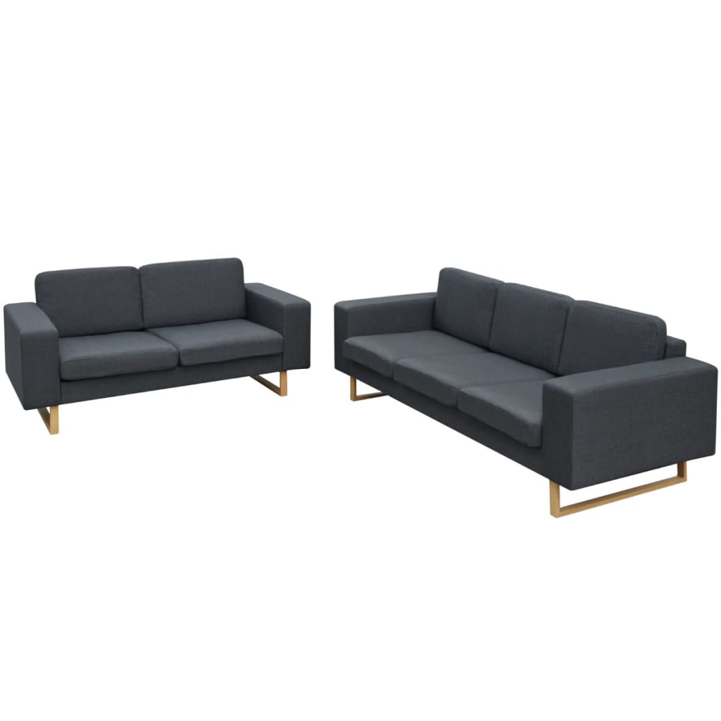 Set Divani a 2 posti e 3 Posti Grigio Scuro