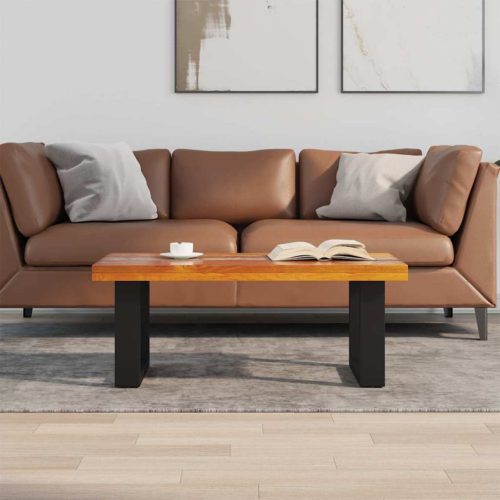 Tavolino da Salotto in Legno di Teak e Resina 100x50 cm