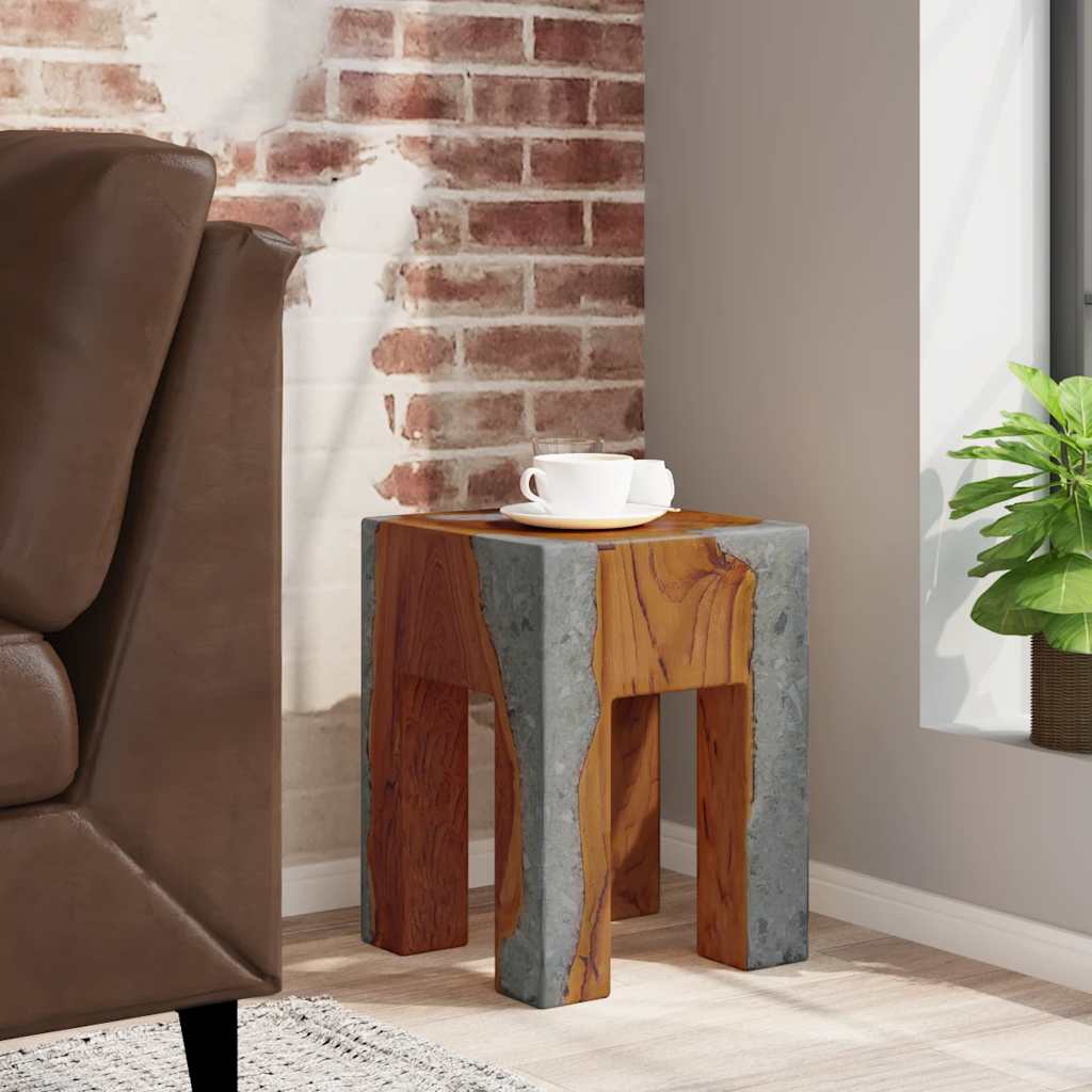 Sgabello in Legno Massello di Teak e Resina