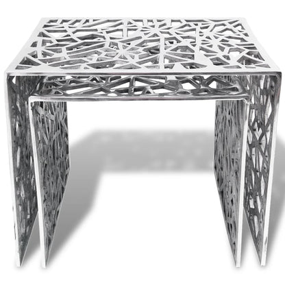 Set 2 Tavolini Quadrati Alluminio Argento