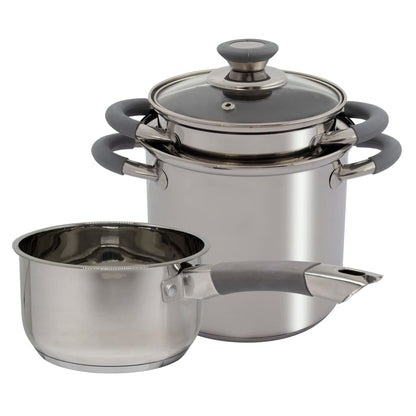 Eurotrail Set di Pentole 3 pz Dunbar in Acciaio Inox