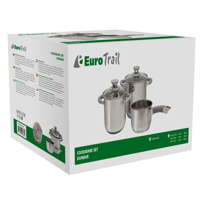 Eurotrail Set di Pentole 3 pz Dunbar in Acciaio Inox