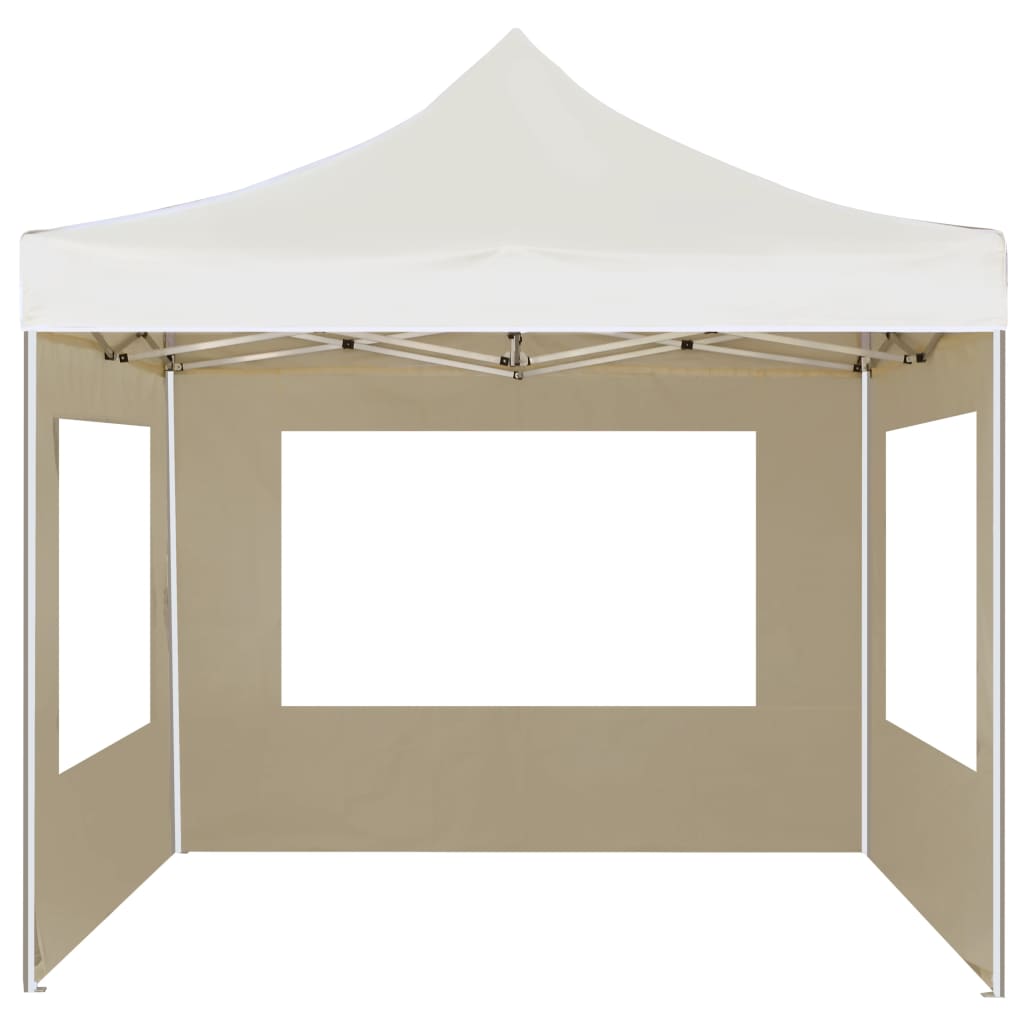 Gazebo Professionale Pieghevole Alluminio con Pareti 3x3m Crema