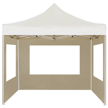 Gazebo Professionale Pieghevole Alluminio con Pareti 3x3m Crema