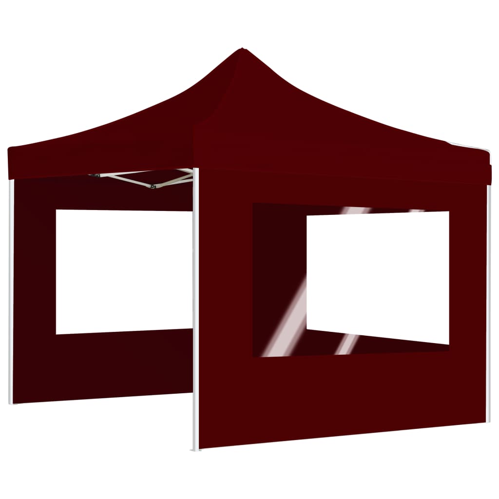 Gazebo Pieghevole in Alluminio con Pareti 3x3 m Rosso Vino