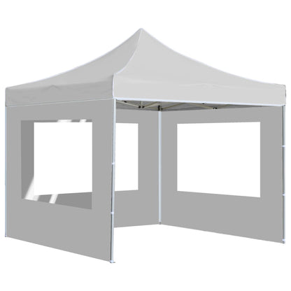 Gazebo Pieghevole con Pareti in Alluminio 3x3 m Bianco