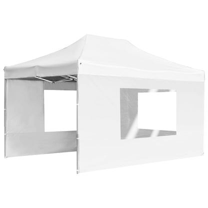Gazebo Professionale Pieghevole Alluminio Pareti 4,5x3m Bianco