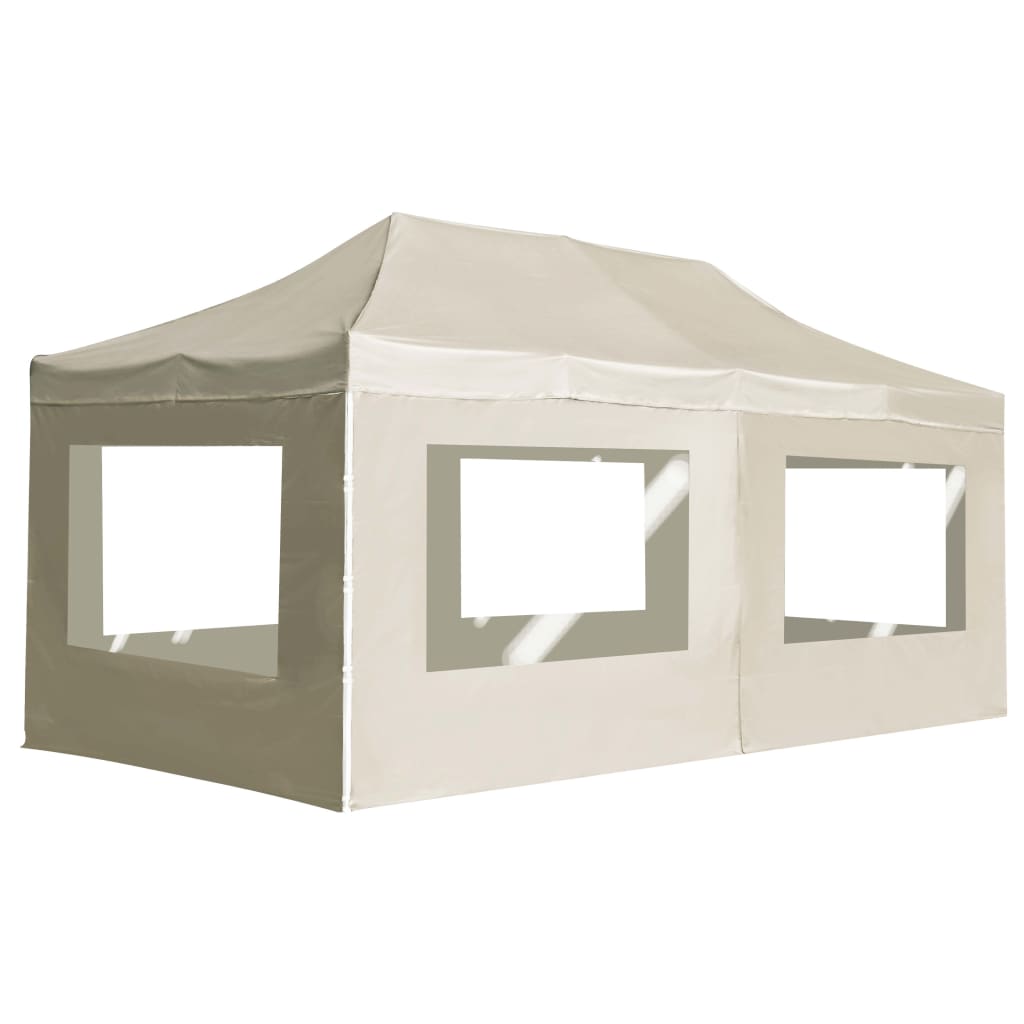 Gazebo Professionale Pieghevole Alluminio con Pareti 6x3m Crema
