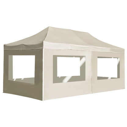 Gazebo Professionale Pieghevole Alluminio con Pareti 6x3m Crema