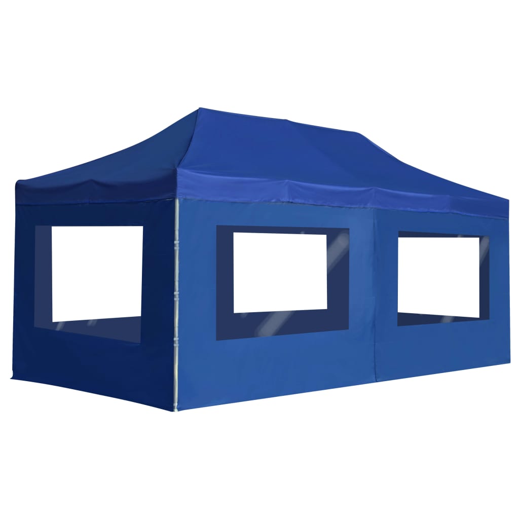 Gazebo Professionale Pieghevole Alluminio con Pareti 6x3 m Blu