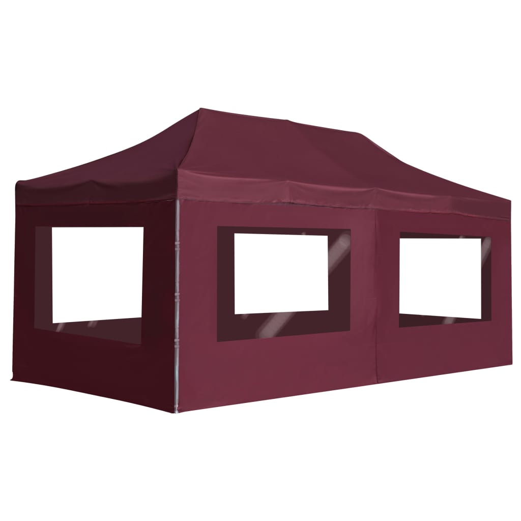 Gazebo Professionale Pieghevole Alluminio con Pareti 6x3m Vino