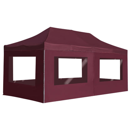Gazebo Professionale Pieghevole Alluminio con Pareti 6x3m Vino