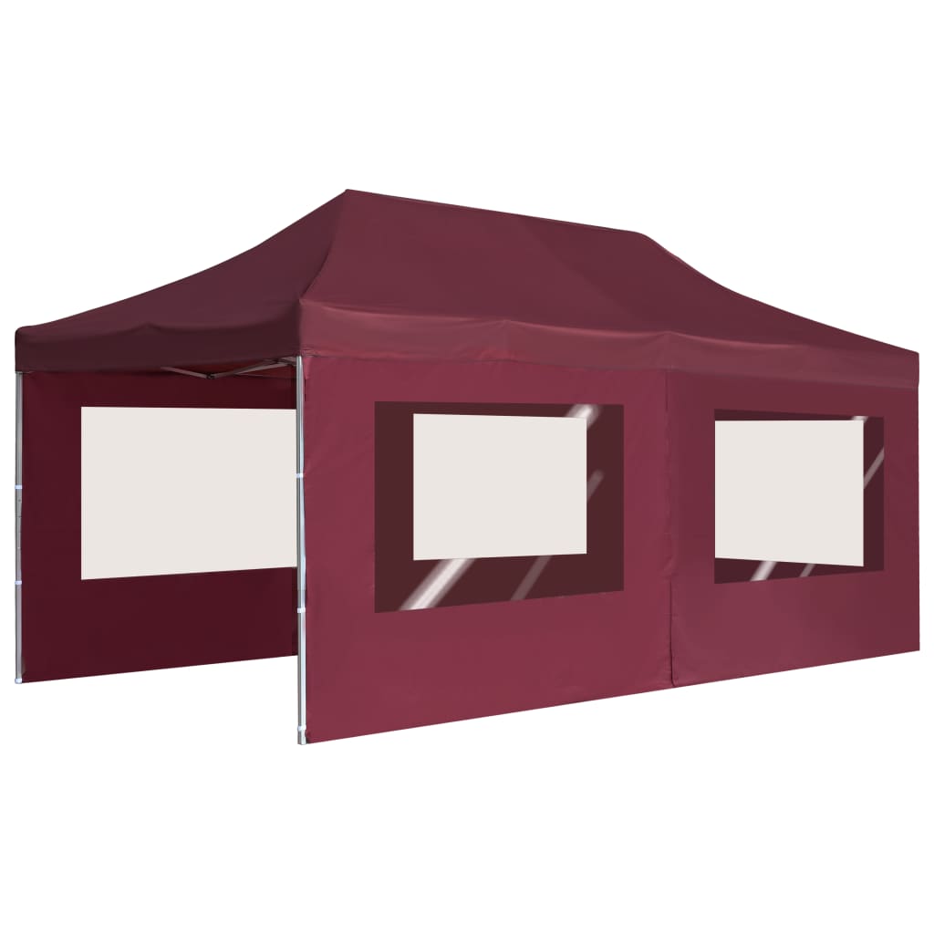Gazebo Professionale Pieghevole Alluminio con Pareti 6x3m Vino