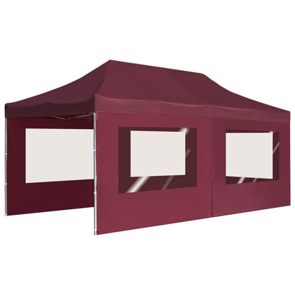 Gazebo Professionale Pieghevole Alluminio con Pareti 6x3m Vino